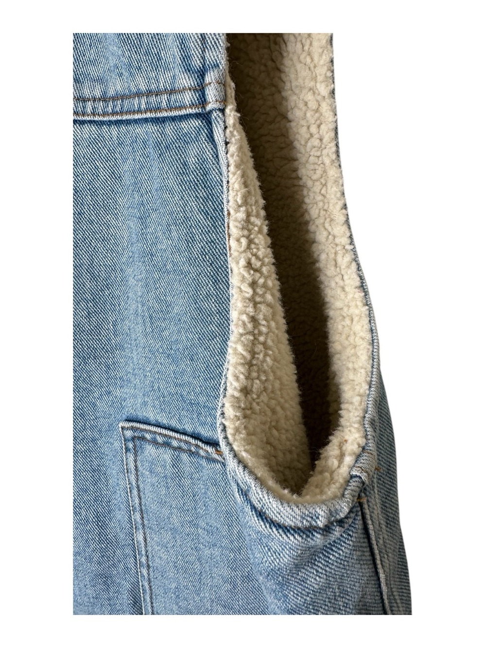 Vintage Lauren Ralph Lauren Blue Denim Vest Sherpa Lined Size 1X Western Preppy - Picture 9 of 14